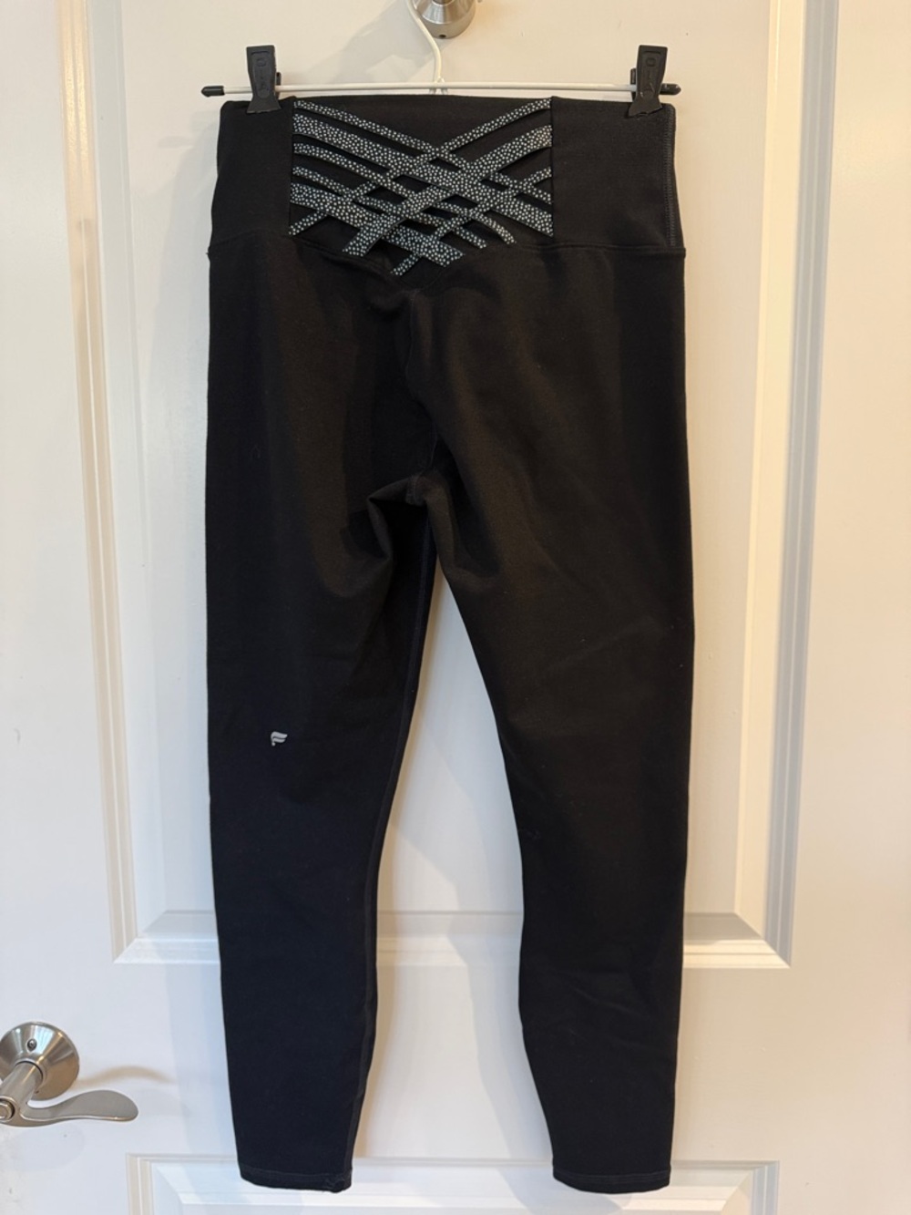 Fabletics Black Leggings with Crisscross Waistband Detail